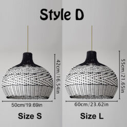 Adjustable Pendant Light Fixture Wicker Bamboo Rattan Lampshade D
