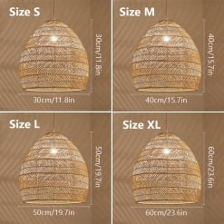 Woven Rattan Lampshade Rattan Light Fixtures, Wicker Hanging Lamp Tea Room Restaurant