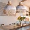 White Rattan Pendant Light Wicker Rattan Lamp Shade, Woven Rattan Light Fixtures