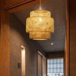 Hand Woven Bamboo Lamp Shades Lantern, Wicker Bamboo Light Fixtures for Home Decor