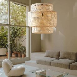 Hand Woven Bamboo Lamp Shades Lantern, Wicker Bamboo Light Fixtures for Home Decor
