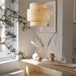 Hand Woven Bamboo Lamp Shades Lantern, Wicker Bamboo Light Fixtures for Home Decor