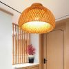 Woven Bamboo Lampshade Ceiling, Semi Flush Mount Bamboo Light Fixtures, Balcony Light