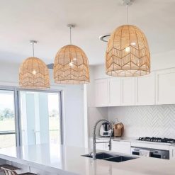 Woven Rattan Pendant Light, Wicker Lamp Shade, Rattan Light Fixtures