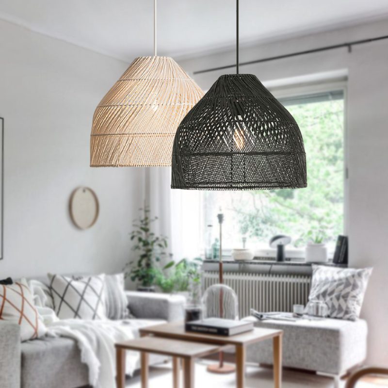 Handwoven Rattan Lampshade, Rattan Light Fixtures, Wicker Rattan Light ...