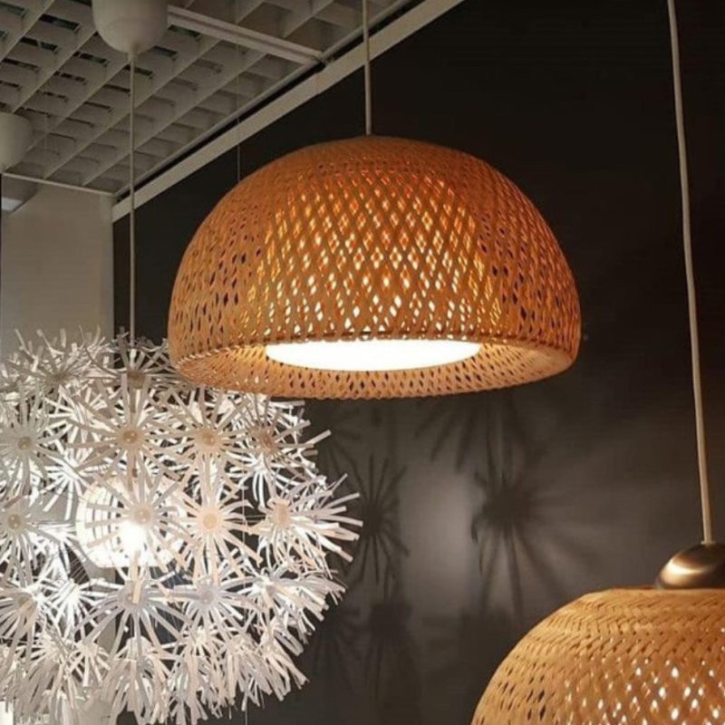 Round Bamboo Lampshades, Bamboo Light Fixtures, Wicker Bamboo Light ...