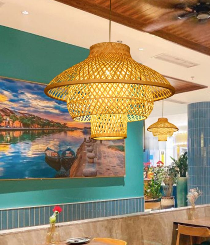 Woven Bamboo Pendant Lights, Wicker Bamboo Lamp Shade, Bamboo Light ...