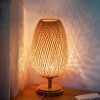 Woven Table Lamp Creative Bamboo Desk Lamp, Rattan Light Bed Room Lampshade