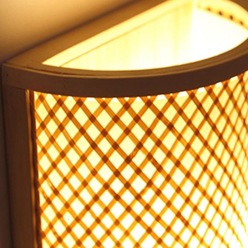 IDEGU 2 Pieces Wall Lights Modern Indoor Wall Lamp Made Of Wood Metal Semicircle Lampshade E27 Adjustable Wall Spot Vintage Lamp For Bedroom Living Room (2 Lamps, Yellow - View #6