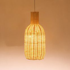 Woven Rattan Lampshade, Rattan Pendant Light Fixtures Rustic Lighting for Home Deco