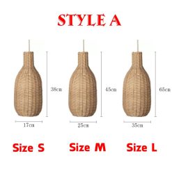 Woven Rattan Lampshade, Rattan Pendant Light Fixtures Rustic Lighting for Home Deco