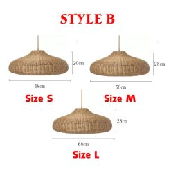 Woven Rattan Lampshade, Rattan Pendant Light Fixtures Rustic Lighting for Home Deco
