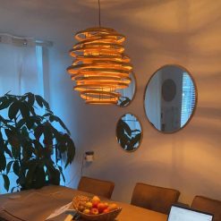 Vintage Rattan Light Fixtures Spiral Rattan Pendant Lights Nordic Retro Bamboo Hanging Lamp