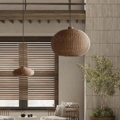 HQ Bamboo Pendant Light, Wicker Rattan Light Fixture, Rattan Lampshade