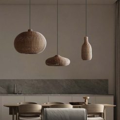 HQ Bamboo Pendant Light, Wicker Rattan Light Fixture, Rattan Lampshade