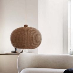HQ Bamboo Pendant Light, Wicker Rattan Light Fixture, Rattan Lampshade