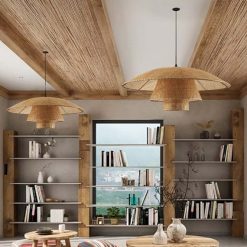 Rattan Pendant Light for Restaurant Dining Room Kitchen, Vintage Light Fixtures