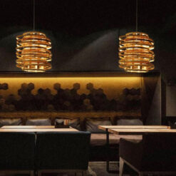Tornado Pendant Light Fixtures Vintage Rattan Lampshade