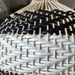 White Black Rattan Light Fixture, Rattan Pendant Light Shade, Kitchen Lamp Shade Hanging Drop Light