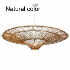Round Rattan Chandelier, Rattan Pendant Lamp Woven Rattan Light Shade Wicker Lamp Rattan Light Fixture
