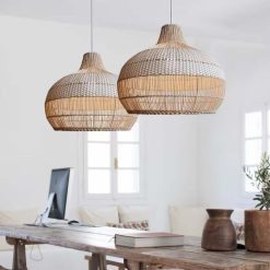 White Rattan Lamp Shade, Rattan Pendant Light, Kitchen Dinning Room Chandelier