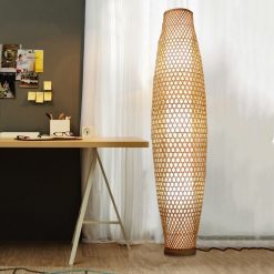 Southeast VN Bamboo Wicker Rattan Floor Lamps Vase Floor Light Fixture Standing Lamp