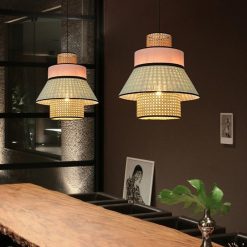 Handmade Bamboo Pendant Light Fixture, Rattan Lampshade Wicker Latern