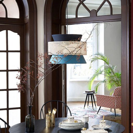 Handmade Bamboo Pendant Light Fixture, Rattan Lampshade Wicker Latern