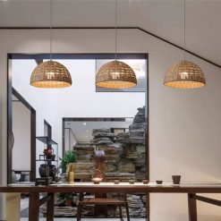 Woven Bamboo Lampshade, Bamboo Pendant Light, Wicker Light Shade