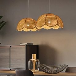 Bamboo Pendant Light, Bamboo Lampshade, Wicker Light Shade For Kitchen