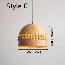 Woven Bamboo Lamp Shade, Bamboo Pendant Light, Bamboo Light Fixture, Wicker Bamboo Light