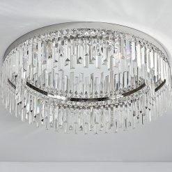 Alternative view of Nordic Led Ceiling Lights Modern Crystal Living Room Lamp Silver Round Ceiling Light