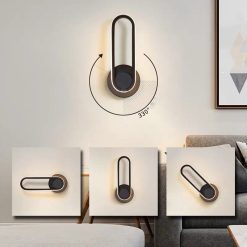 Alternative view of Modern Sconce Wall Light Led Rotatable Wall Lamp Bedroom Beside Black Sconce Stair Wall Candlle Lights