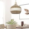 Light brown White Rattan Pendant Light, Wicker Rattan Lampshade Kitchen Lighting