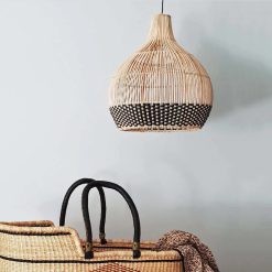 Alternative view of Bottom Black Rattan Light Shade, Rattan Pendant Light Fixture