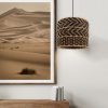 Drum Shade Rattan Light, Dark Color Rattan Lampshade Kitchen Island Lamp
