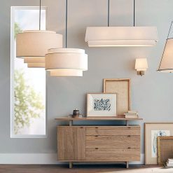 Alternative view of Minimalist Fabric Lampshade, Living Room Bedroom Decor Lighting