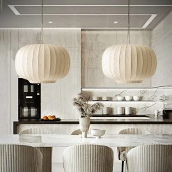 Alternative view of Wabi Sabi Lampshade, Silk Fabric Pendant Lights Kitchen Dining Room