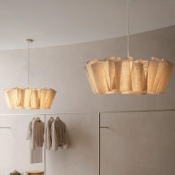 Alternative view of Wabi-sabi Style Fabric Pendant Lamp, Cloth Light Kitchen Dining Room