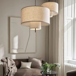 Alternative view of Handmade Fabric Lampshade, Living Dining Room Fabric Lantern