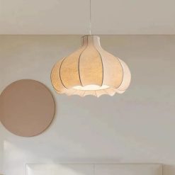 Alternative view of Nordic Minimalist Silk Pendant Lights Wabi Sabi Living Room Bedroom Light