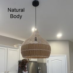Rattan Pendant Light Fixture Brown Bottom Llight Natural Body