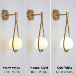 Copper Black Interior LED Wall lamp for Bedroom Sofa Background