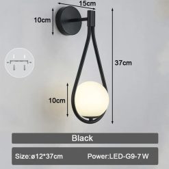 Copper Black Interior LED Wall lamp for Bedroom Sofa Background